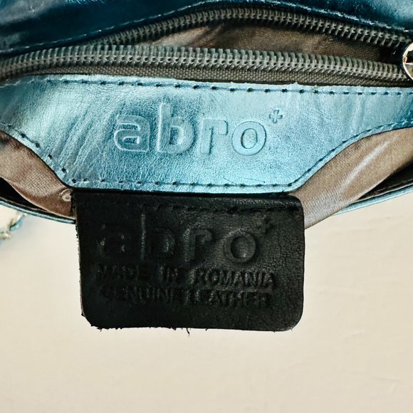 ABRO METALLIC BLUE CROSSBODY LEATHER MINI BAG WITH CHAIN STRAP - Picture 8 of 10